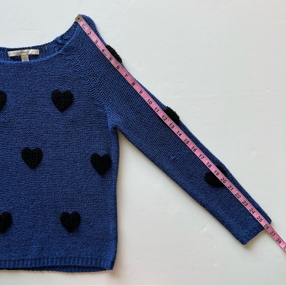 LC Lauren Conrad Blue and Black Heart Sweater, Extra Small - Picture 4 of 9